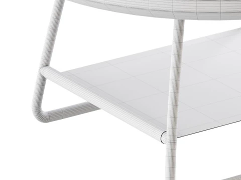 Modern Sled Round Wood Coffee Table 3D Model