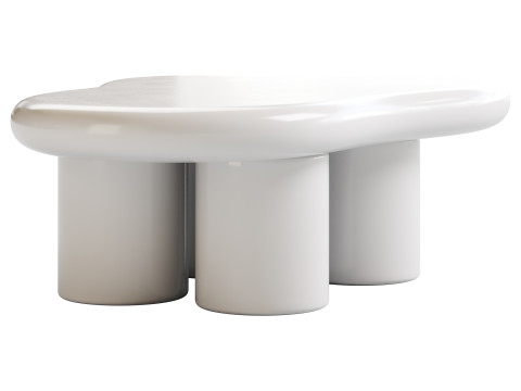 Modern Smooth Wood Abstract Coffee Table 3D Model