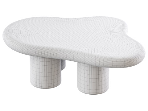 Modern Smooth Wood Abstract Coffee Table 3D Model
