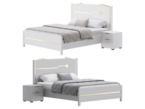 Modern White Bed I 3D Модель