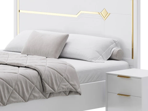 Modern White Bed I 3D Model