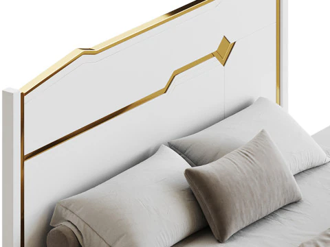Modern White Bed I 3D Model
