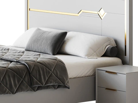 Modern White Bed I 3D Model