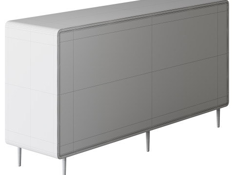 Modern Wood Sideboard with 2 Doors 3D मॉडल