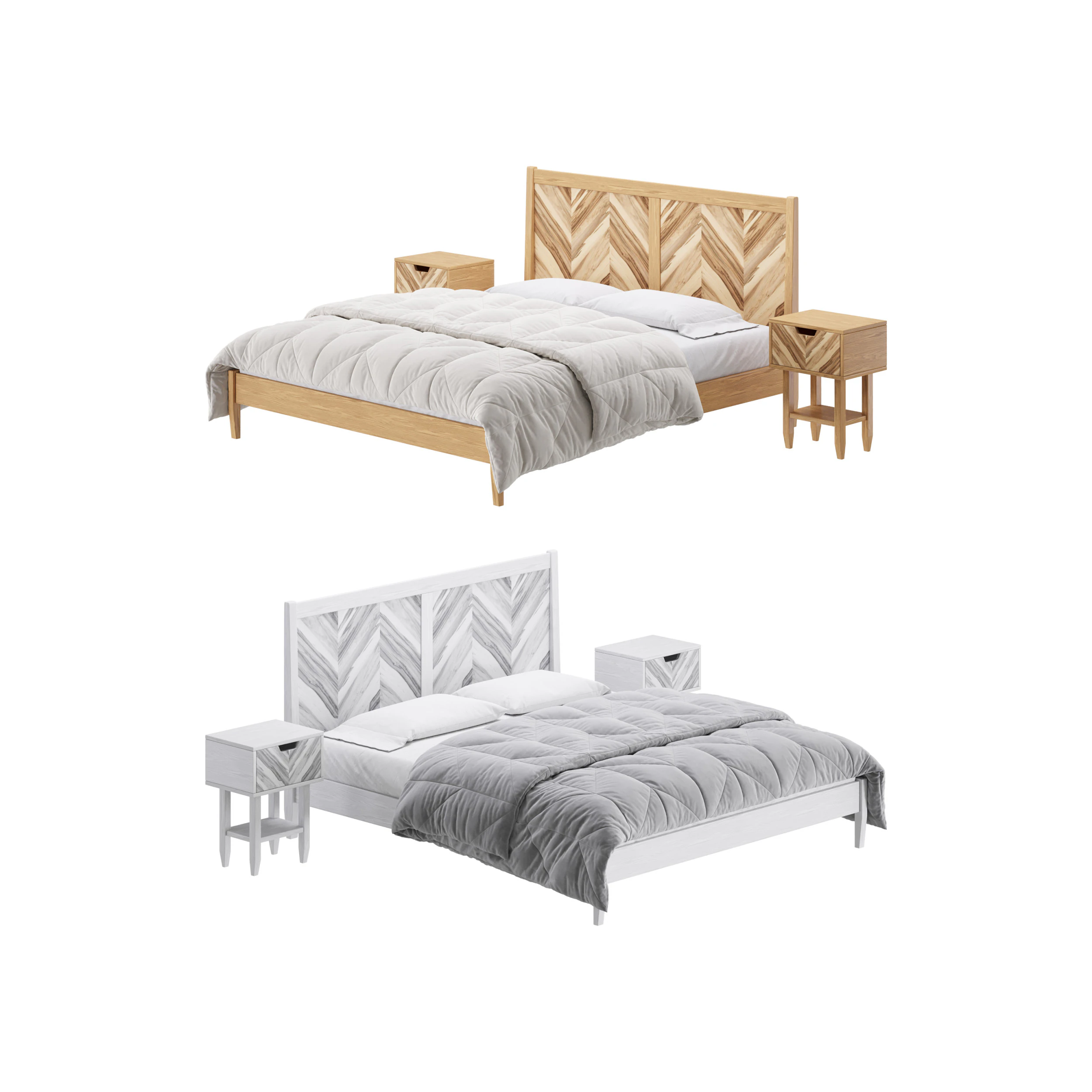 Paxton Wooden Bed 3D Model .c4d .max .obj .3ds .fbx .stl .blend