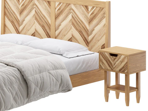 Paxton Wooden Bed 3D Model