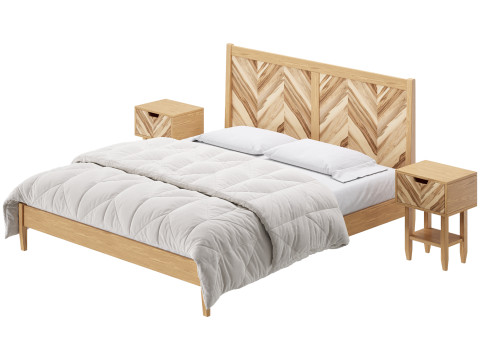 Paxton Wooden Bed Modèle 3D