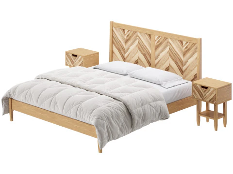 Paxton Wooden Bed 3D Model