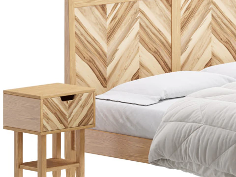 Paxton Wooden Bed 3D Model