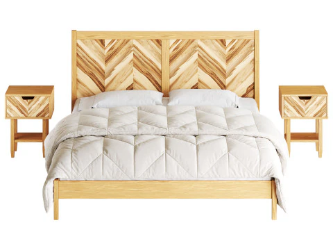 Paxton Wooden Bed 3D Model