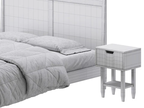 Paxton Wooden Bed 3D Model