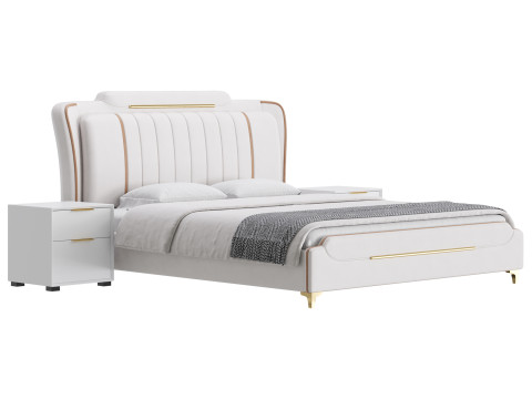 Queen Size Upholstered Headboard Bed 3Dモデル