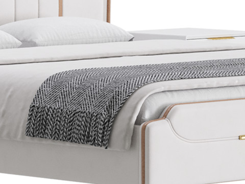 Queen Size Upholstered Headboard Bed 3Dモデル
