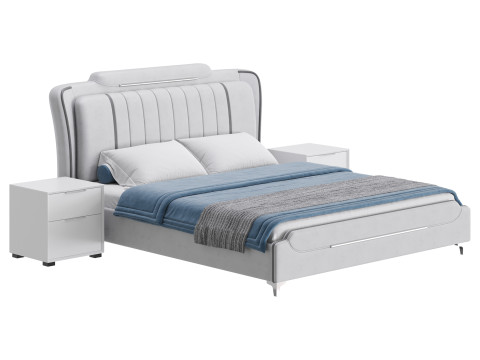 Queen Size Upholstered Headboard Bed 3Dモデル