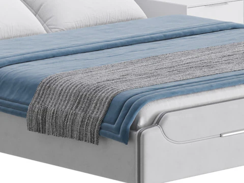 Queen Size Upholstered Headboard Bed 3D Model