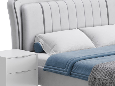 Queen Size Upholstered Headboard Bed 3Dモデル