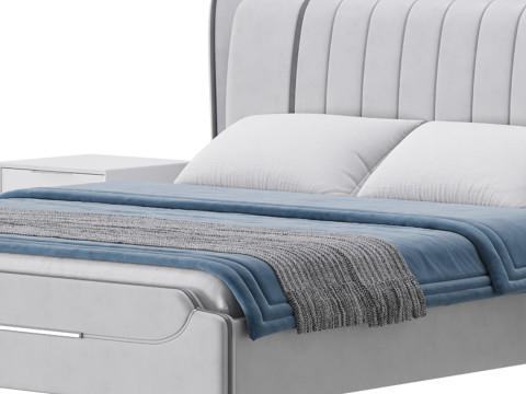Queen Size Upholstered Headboard Bed 3Dモデル