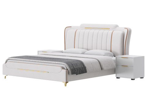 Queen Size Upholstered Headboard Bed 3Dモデル