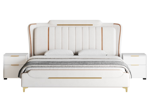 Queen Size Upholstered Headboard Bed 3Dモデル
