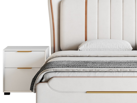 Queen Size Upholstered Headboard Bed 3Dモデル