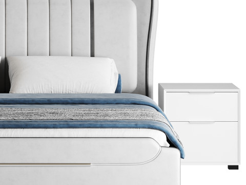 Queen Size Upholstered Headboard Bed 3Dモデル