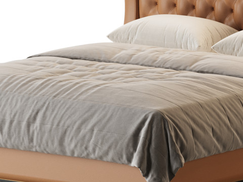 Quilting Upholstered Bed With Storage Model 3D