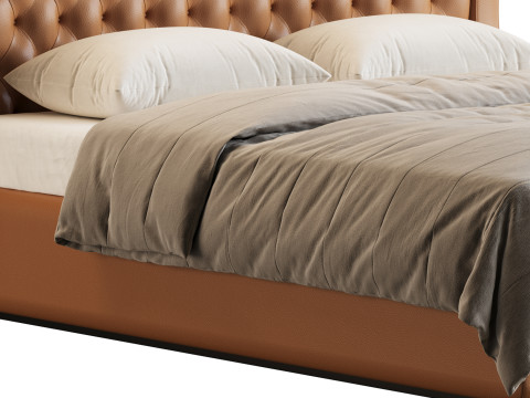 Quilting Upholstered Bed With Storage Model 3D