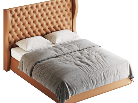 Quilting Upholstered Bed With Storage Model 3D
