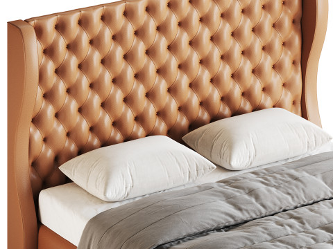 Quilting Upholstered Bed With Storage Model 3D