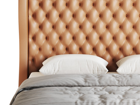 Quilting Upholstered Bed With Storage Model 3D