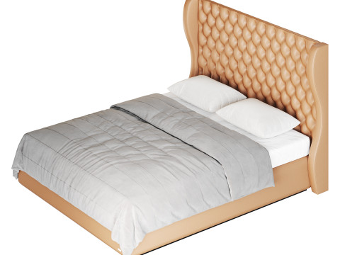 Quilting Upholstered Bed With Storage Model 3D