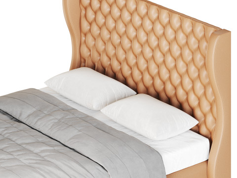 Quilting Upholstered Bed With Storage Model 3D