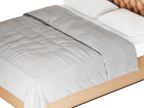 Quilting Upholstered Bed With Storage Model 3D