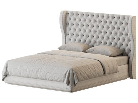 Quilting Upholstered Bed With Storage Model 3D