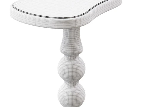 Retro Solid Wood Side Table 3D Model