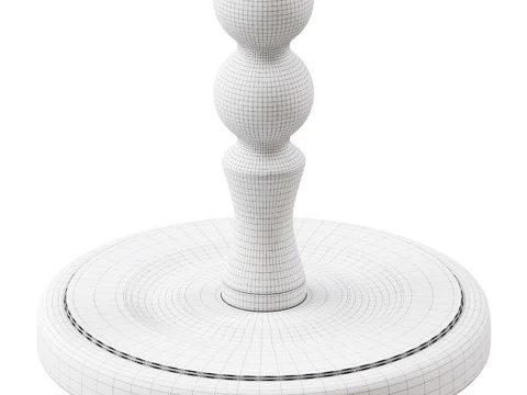 Retro Solid Wood Side Table 3D Model