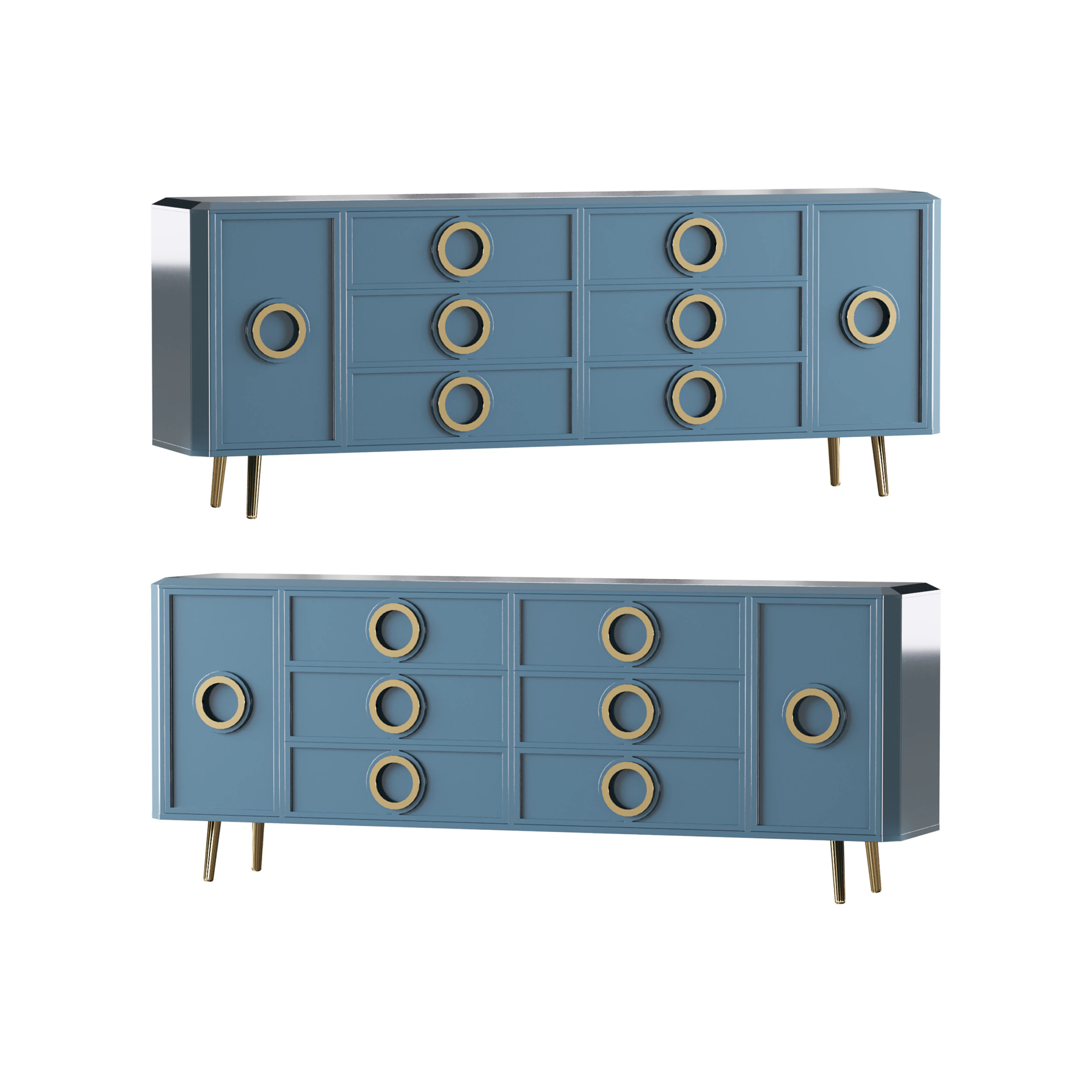 Rindix Blue Sideboard 3D Model .c4d .max .obj .3ds .fbx .stl .blend 