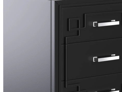 SAFAVIEH Raina Three Drawer Greek Key Night Stand Black 3D Model