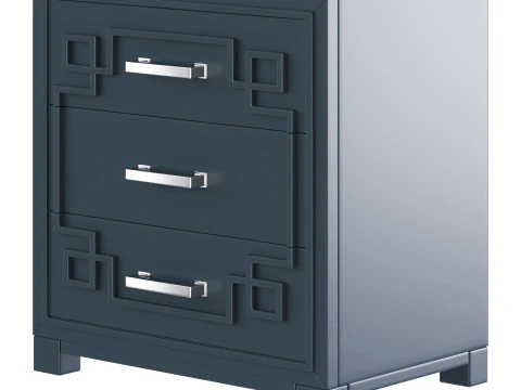 SAFAVIEH Raina Three Drawer Greek Key Night Stand Black 3D Model