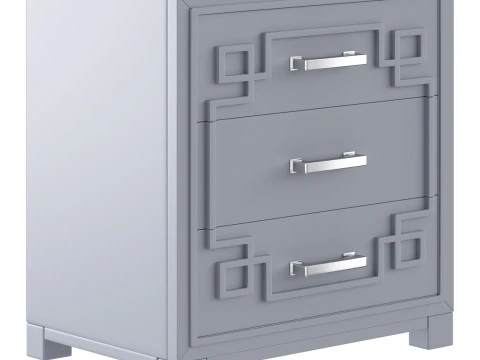SAFAVIEH Raina Three Drawer Greek Key Night Stand Black 3D Model