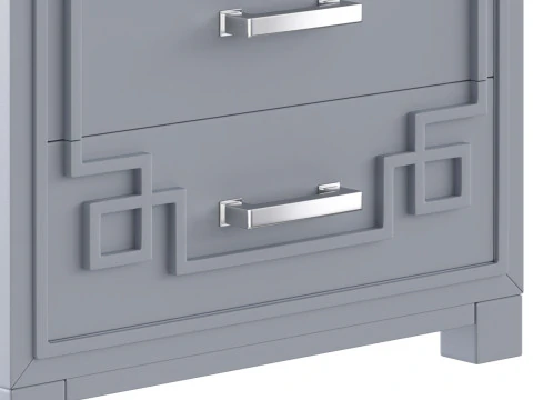 SAFAVIEH Raina Three Drawer Greek Key Night Stand Black 3D Model