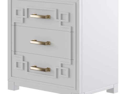 SAFAVIEH Raina Three Drawer Greek Key Night Stand Black 3D Model