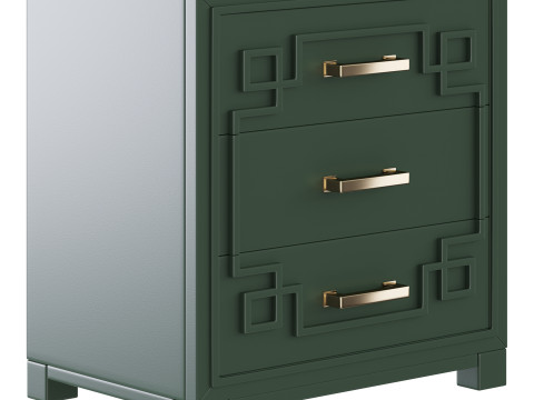 SAFAVIEH Raina Three Drawer Greek Key Night Stand Black 3Dモデル