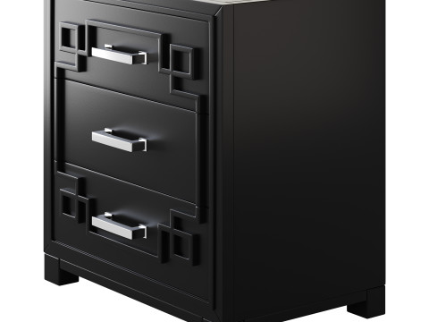 SAFAVIEH Raina Three Drawer Greek Key Night Stand Black 3Dモデル