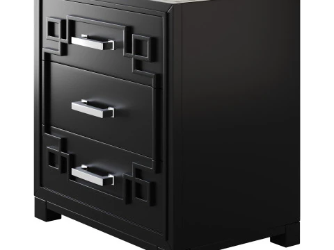 SAFAVIEH Raina Three Drawer Greek Key Night Stand Black 3D Model