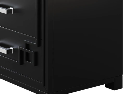 SAFAVIEH Raina Three Drawer Greek Key Night Stand Black 3D Model