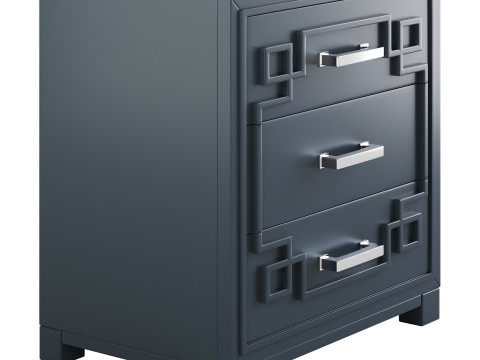 SAFAVIEH Raina Three Drawer Greek Key Night Stand Black 3Dモデル