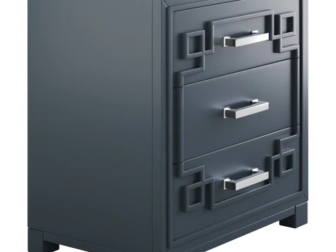 SAFAVIEH Raina Three Drawer Greek Key Night Stand Black 3D Model