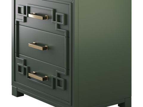 SAFAVIEH Raina Three Drawer Greek Key Night Stand Black 3Dモデル