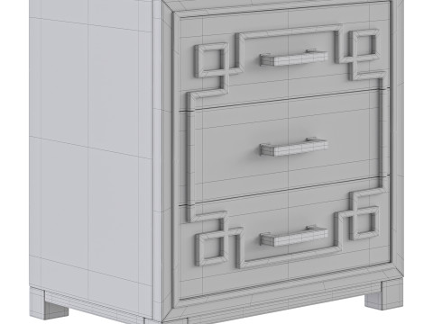 SAFAVIEH Raina Three Drawer Greek Key Night Stand Black 3Dモデル